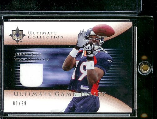 2005 Ultimate Collection Roscoe Jerry Rice Game Jersey 90/99 Denver Broncos Football Card - Mint Condition - Shipped In Protective Display Case