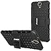 Amzer Impact Resistant Hybrid Warrior Case for HTC One E9 Plus - Retail Packaging - Black/ Black