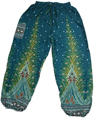 Women's Comfy Pants Peacock Design Youga pants Fitness One size fits (Green)