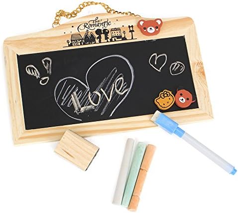 Mini Wooden Multi-functional Memo Notes Board 8.6x5.4x0.3"Hanging Blackboard