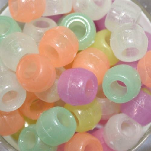 Pony Beads, Multi Glow in the Dark, 480pc Pkg