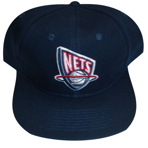 New Jersey Nets Navy Plastic Snapback Adjustable Plastic Snap Back Hat / Cap