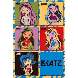 Bratz (Cloe, Yasmin, Nevra, Sasha, Jade) Gold Wood-Mounted Art Poster Print - 24