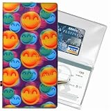 Lenticular Check Book Cover,3D HAPPY FACE, YELLOW, GREEN, LIGHT BLUE R-D005-CBC