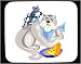 Decorated Mouse Pad with mouse, ladder, cheese, cat