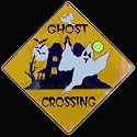 Ghost -- Full Color 16" Aluminum Paranormal Afterlife Halloween Crossing Street Sign Art Print
