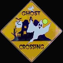 Ghost -- Full Color 16" Aluminum Paranormal Afterlife Halloween Crossing Street Sign Art Print