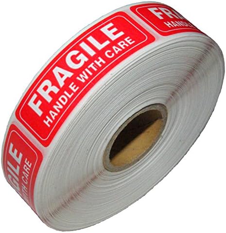 1x3 Fragile Handle with Care Stickers 500 Per Roll