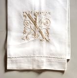 Set of 6 Monogram Embroidered Guest Towel - X