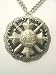 Large Metal, Leather and Crystal Coat of Arms Crossed Swords Pendant