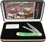 Frost Vietnam Veteran Folding Knife,Stainless Clip and Spey Blade, Green Smooth Bone SET812VET