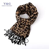 Drab, Black Leopard mens scarves collection Y&G 100% Silk Jacquard Woven Scarf SC1014