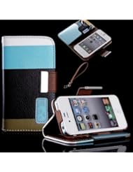 Wireless: myLife (TM) Sky Blue and Black Thick Stripe Design- Textured Koskin Faux Leather (Lanyard Strap + Card and ID Holder + Magnetic Detachable Closing) Slim Wallet for iPhone 4/4S (4G) 4th Generation Touch Phone (External Rugged Synthetic Leather With Magnetic Clip + Internal Secure Snap In Hard Rubberized Bumper Holder + Lifetime Warranty + Sealed Inside myLife Authorized Packaging) "ADDITIONAL DETAILS: This lightweight iPhone 4 wallet is made of durable and high quality synthetic leather. The leather itself is textured to prevent the wallet from slipping out of your hand while being handled. This wallet comes with a magnetic clasp and a lanyard carrying wrist strap." - myLife Brand Products