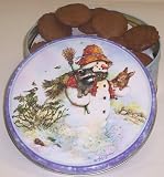 Scott's Cakes 1 lb. Christmas Ginger Snap Cookies in a Classic Snowman Tin
