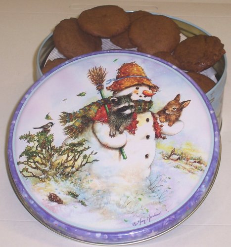 Scott's Cakes 1 lb. Christmas Ginger Snap Cookies in a Classic Snowman Tin by Scott's Cakes