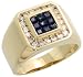 14K Gold Men's Ring, w/ 0.64 Carat Brilliant Cut Diamonds & 1.00 Carat Invisible Set Blue Sapphire Stones, 9/16