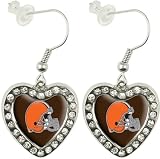 NFL Cleveland Browns Crystal Heart Earrings with Team Logo