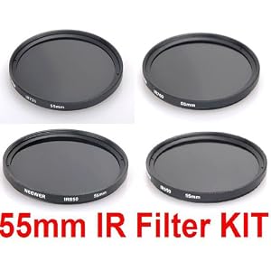55MM Infrared Camera Lens Filter Kit - 720 + 760 + 850 + 950nm - for Kodak, Fujifilm, Nikon, Canon Cameras + ANY Camera with a 55MM Filter Thread!