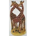 12" Hand Carved Wood Wooden 3 Giraffes Giraffe Statue