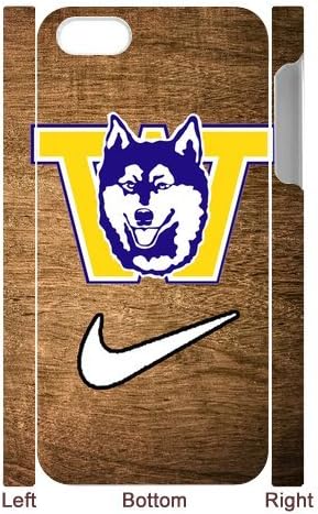 Custom NCAA washington huskies logo black plastic Case for 3D iphone 5 at luckeverything store