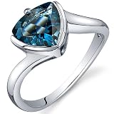 Trillion Cut Bypass Style 2.00 carats London Blue Topaz Ring in Sterling Silver Available in Sizes 5 thru 9