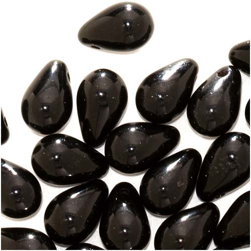 Czech Glass Beads 9mm Teardrops Jet Black (50)