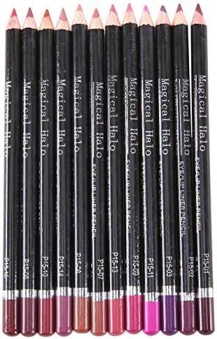 Set of 12 Chic Precision Lip liner, Travel Size (5.9inches)Ultra Fine Pencils, Professional Waterproof Longwear Lipliner Pencils, 12pcs Hot Colors by Sinsun by Sinsun