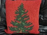 Cristmas Tree Wool Hooked Pillow