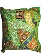Home Decor -Green Pink Ethnic Indian Sari Beaded Decorative Floor Pillow 24 Inches Free Shipping