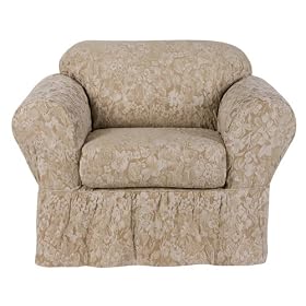 Simply Shabby Chic® Floral Jacquard Chair Slipcover - Khaki by Simply ShabChic