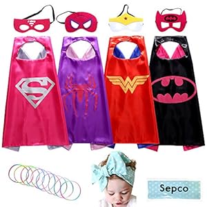 Sepco Superhero Costume Girl Cape and Mask with Glow Bracelet and Hair Band