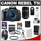 Canon EOS Rebel T5i Digital SLR Camera & EF-S 18-135mm IS STM Lens with EF-S 55-250mm IS Lens + 64GB Card + Battery + Backpack + 3 UV/FLD/CPL Filters Kit