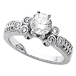 14K White Gold Diamond Engagement Ring Semimount - CENTER STONE NOT INCLUDED - 0.18 Ct.