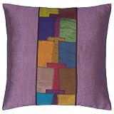 EXP Decorative Handmade Lavender & Patchwork Thai Silk Cushion Cover / Pillow Sham