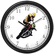 Motocross Racer Motorcycle Theme Wall Clock by WatchBuddy Timepieces (Black Frame)