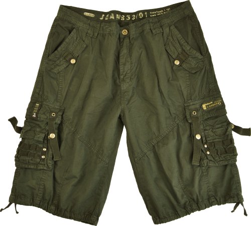 Mens Cargo Pocket Shorts Military-Style L. Olive Color #12211s-Log Size:36