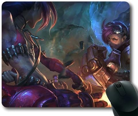 Popular Custom Designed Gaming Mouse Pad With League Of Legends Jinx Vs Vi Non-Slip Neoprene Rubber Standard Size 9 Inch(220mm) X 7 Inch(180mm) X 1/8(3mm) Mousepad by Gaming Mousepad