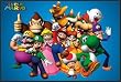 Nintendo Super Mario Group Video Game Poster Framed