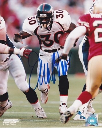 Terrell Davis Autographed/Hand Signed Denver Broncos 8x10 Photo - Super Bowl 32 and 33 Champion