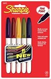 Sharpie Permanent Marker Fine Tip 5 pack Olive Navy Burgundy Marigold Plum
