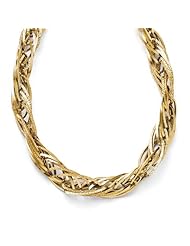 14k Yellow gold Leslies Polished and Textured Fancy Link Necklace