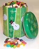 Gourmet Food : Scott's Cakes Assorted Mix Jelly Belly Jelly Beans in a Green Snowman Can