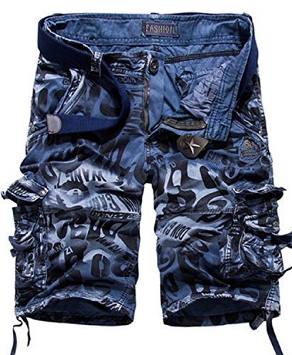 LOVECC Men's Cotton Loose Fit Multi Pocket Cargo Shorts(No Belt)