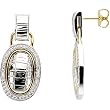 Sterling Silver and 14K Yellow Gold Diamond Earrings