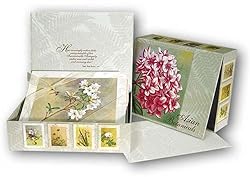Asian Botanicals - Box Set of 20 Assorted Greeting Cards and Patterned Envelopes