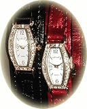 Celltei - Celebrity - Metallic Red - Collar and Lead Set - Gold Color Watch Decorated with Gemstones - Size: Small