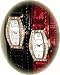   - Celltei - Celebrity - Metallic Red - Collar and Lead Set - Gold Color Watch Decorated with Gemstones - Size: Small