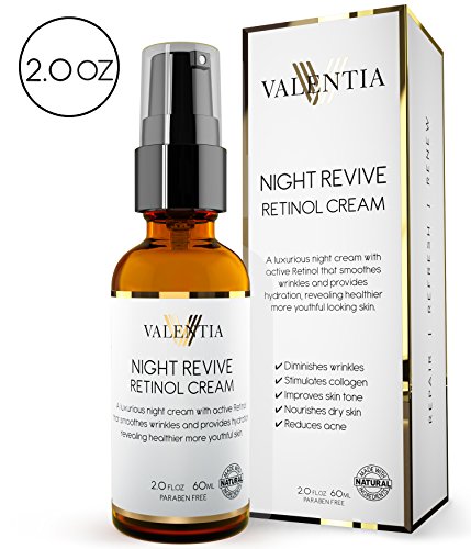Valentia Night Revive Retinol Cream - Natural and Organic Ingredients - Retinol with Vitamin's C + E - 2 Oz