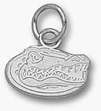 Florida Gators 1/4 Gator Head Charm - 14KT White Gold Jewelry