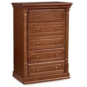 Stork Craft Monterey Five Drawer Chest In Cognac